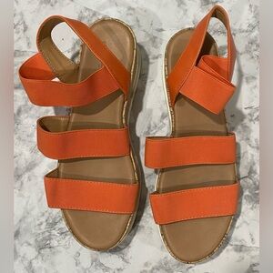 Universal Thread Benni Heels Sporty Platform Sandals Contoured Size 10 Orange